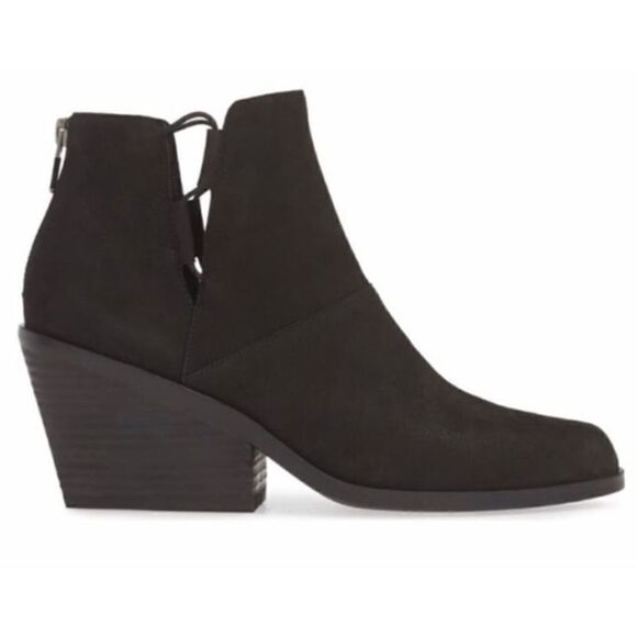 Eileen Fisher Tote Bootie Black Suede Lace Up Side Size 10 - Picture 1 of 13